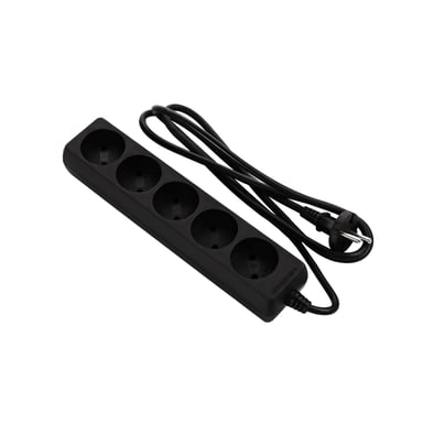 Мережевий подовжувач 2E 5XCEE7/17, 1.5м, black (2E-U0510M1.5BK_Gift) - фото 1