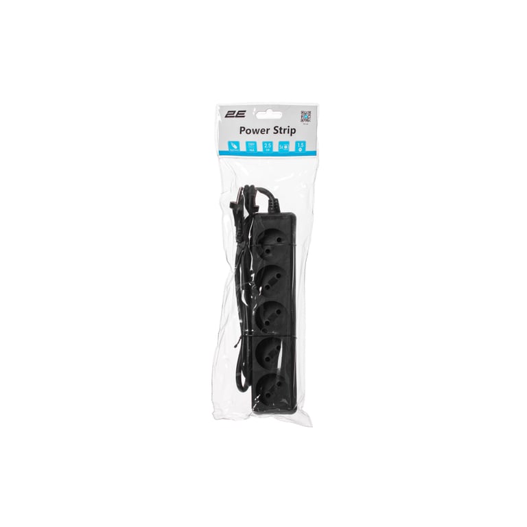 Мережевий подовжувач 2E 5XCEE7/17, 1.5м, black (2E-U0510M1.5BK_Gift) - фото 5