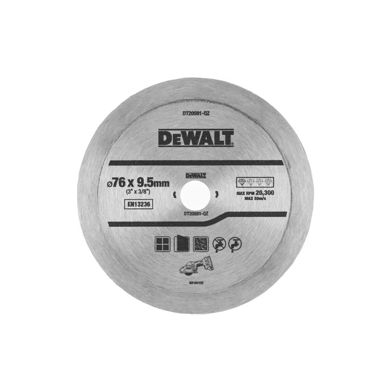 Диск пильний DeWALT алмазний кераміка/кахель, 76 х 1,0 х 9,5 мм, 1 шт. (DT20591) - фото 1