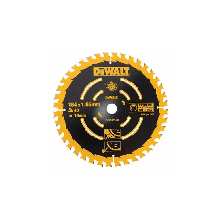 Диск пильний DeWALT EXTREME, 184 х 16 мм, 40 z, ATB, 18 град, універсальне застосування (DT10303) - фото 1