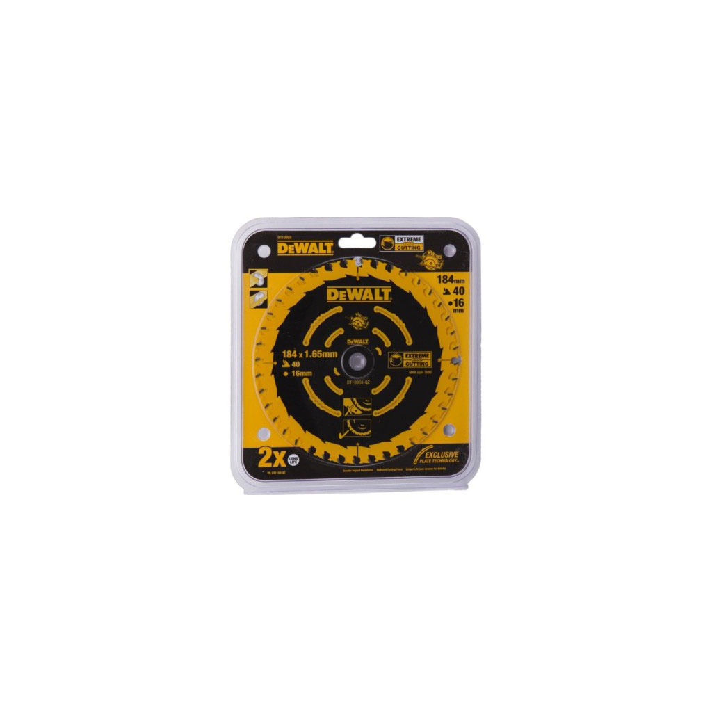 Диск пильний DeWALT EXTREME, 184 х 16 мм, 40 z, ATB, 18 град, універсальне застосування (DT10303) - фото 2 Диск пильний DeWALT EXTREME, 184 х 16 мм, 40 z, ATB, 18 град, універсальне застосування (DT10303) - фото 2