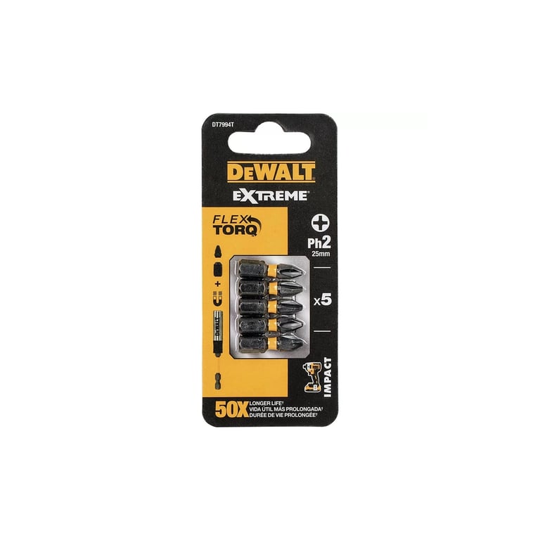 Набір біт DeWALT IMPACT TORSION, ударні, Philips, Ph2, L=25 мм, 5 шт (DT7994T) - фото 1