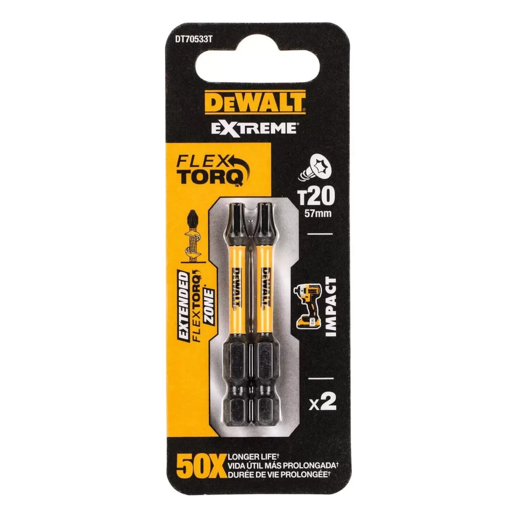 Набір біт DeWALT IMPACT TORSION, ударні, Т20, L=57 мм, 2 шт (DT70533T) - фото 1
