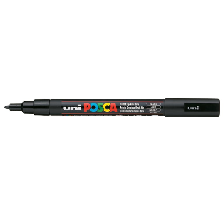 Художній маркер UNI Posca Black 0.9-1.3 мм (PC-3M.Black) - фото 1