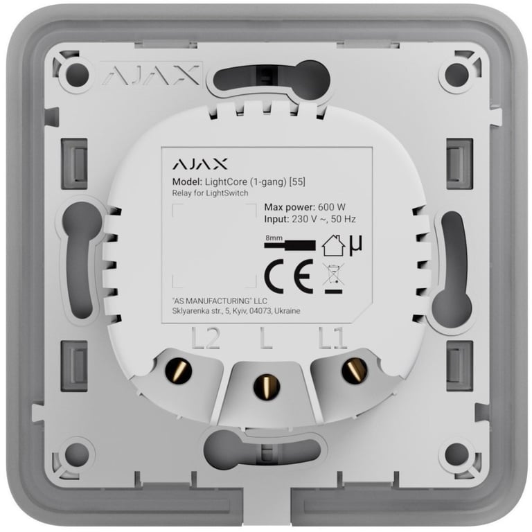 Розумний вимикач Ajax LightSwitch 1-gang чорна - фото 3