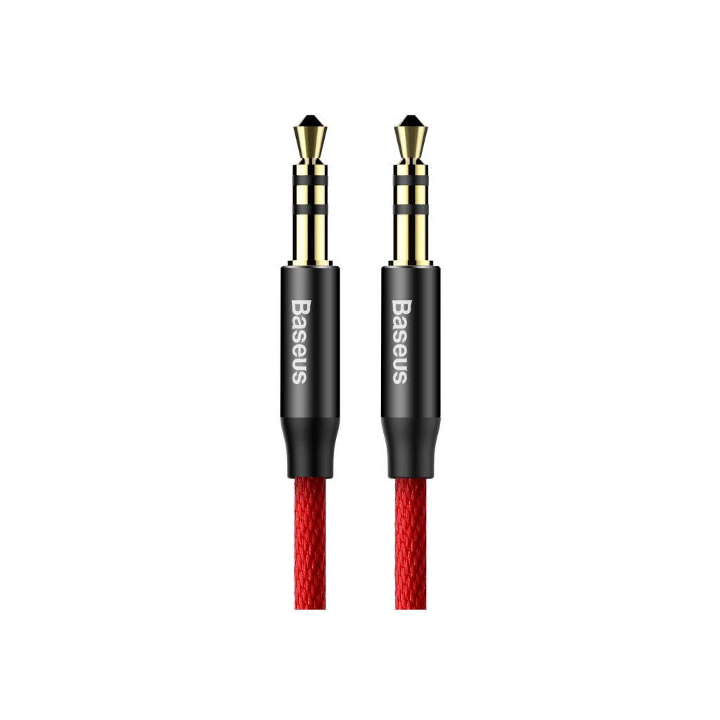 Кабель мультимедійний 3.5mm M to 3.5mm M 1.0m red-black Baseus (CAM30-B91) - фото 1