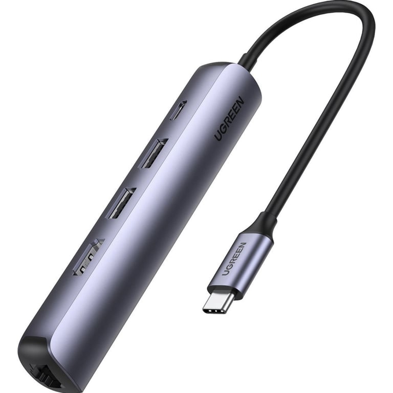 Концентратор Ugreen USB3.0 Type-C to HDMI 4K30Hz/USB 3.0x2/RJ45/PD CM418 (10919) - фото 1