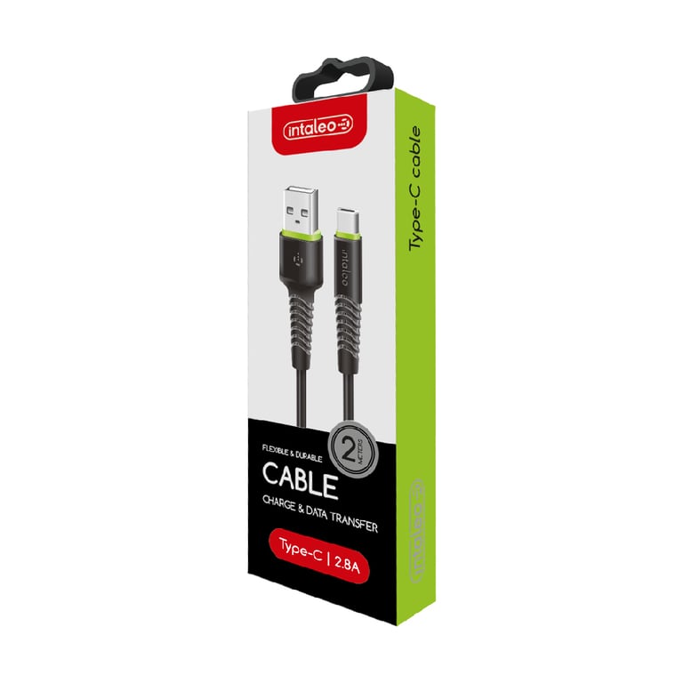 Дата кабель USB 2.0 AM to USB-C 2.0m CBFLEXT2 Black Intaleo (1283126521423) - фото 2
