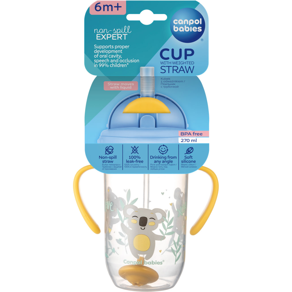 Поїльник-непроливайка Canpol babies Exotic Animals з трубочкою і обтяжувачем 270 мл Жовта (56/606_yel) - фото 4 Поїльник-непроливайка Canpol babies Exotic Animals з трубочкою і обтяжувачем 270 мл Жовта (56/606_yel) - фото 4