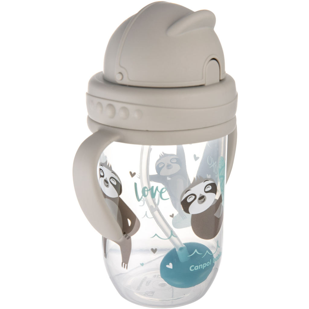 Поїльник-непроливайка Canpol babies Exotic Animals з трубочкою і обтяжувачем 270 мл Сіра (56/606_grey) - фото 3 Поїльник-непроливайка Canpol babies Exotic Animals з трубочкою і обтяжувачем 270 мл Сіра (56/606_grey) - фото 3
