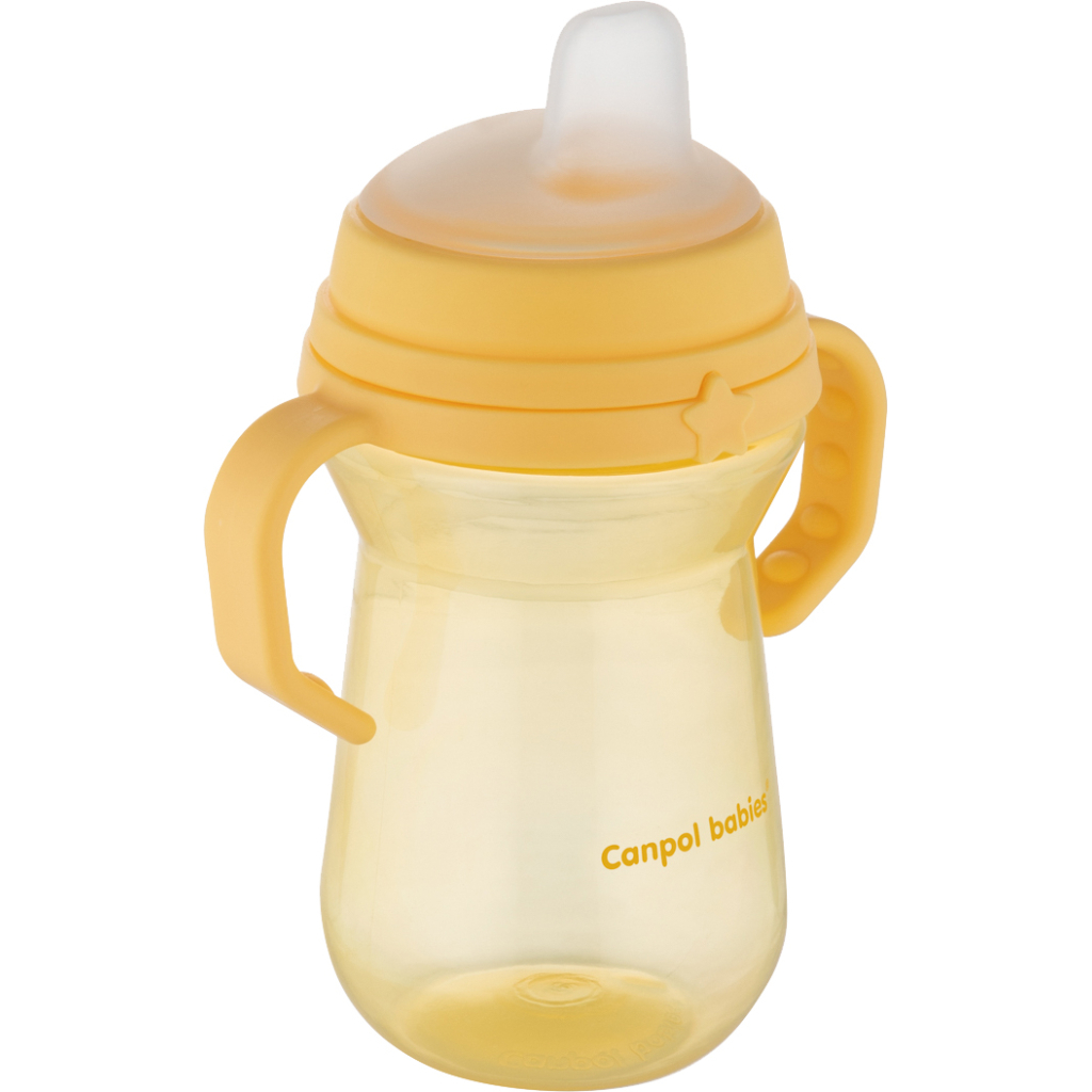 Поїльник-непроливайка Canpol babies з силіконовим носиком FirstCup 250 мл Жовта (56/615_yel) - фото 2 Поїльник-непроливайка Canpol babies з силіконовим носиком FirstCup 250 мл Жовта (56/615_yel) - фото 2
