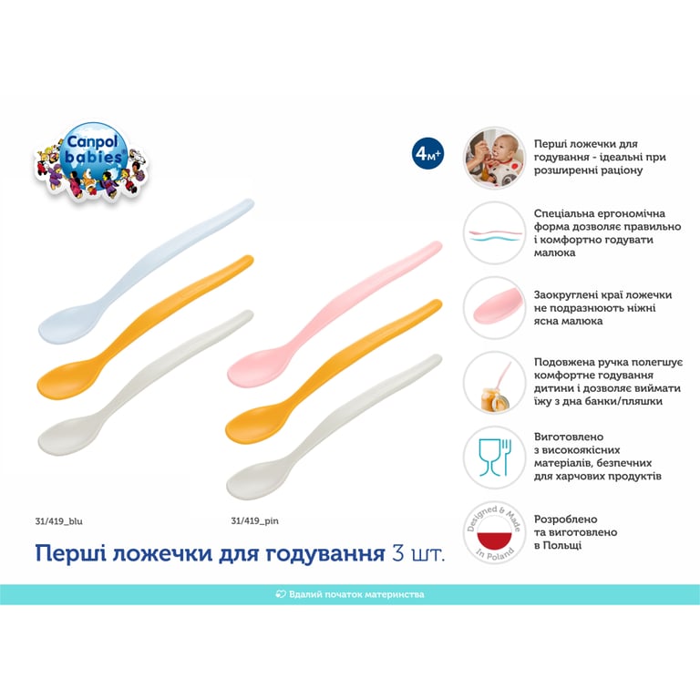 Набір дитячого посуду Canpol babies Перші ложечки для годування 3 шт. блакитні (31/419_blu) - фото 3