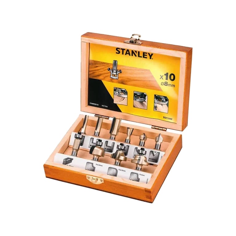 Набір фрез Stanley TCT 8 мм, 10 шт. (STA80020) - фото 1