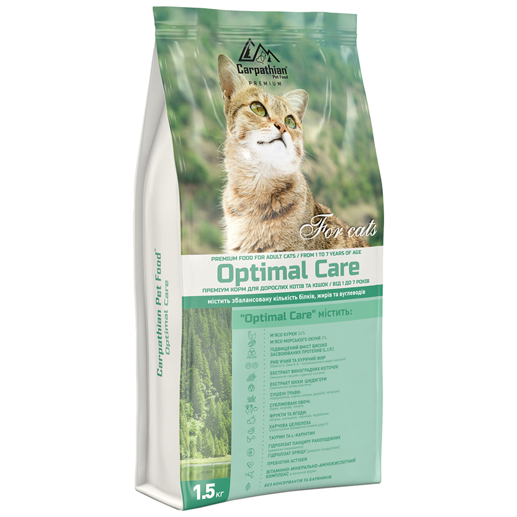 Сухий корм для кішок Carpathian Pet Food Optimal Care 1.5 кг (4820111140961) Сухий корм для кішок Carpathian Pet Food Optimal Care 1.5 кг (4820111140961)