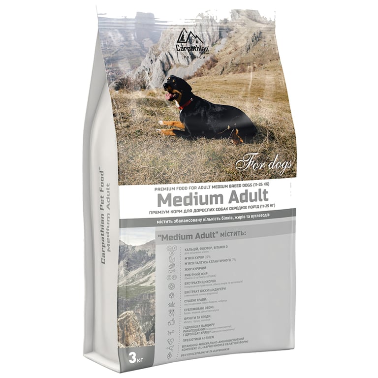 Сухий корм для собак Carpathian Pet Food Medium Adult 3 кг (4820111140848) - фото 1