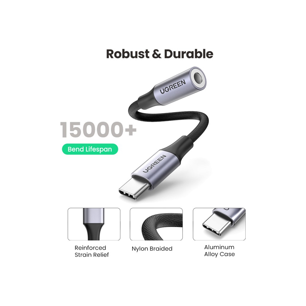 Перехідник USB-C to 3.5mm F 0.10m AV161 Ugreen (80154) - фото 4 Перехідник USB-C to 3.5mm F 0.10m AV161 Ugreen (80154) - фото 4