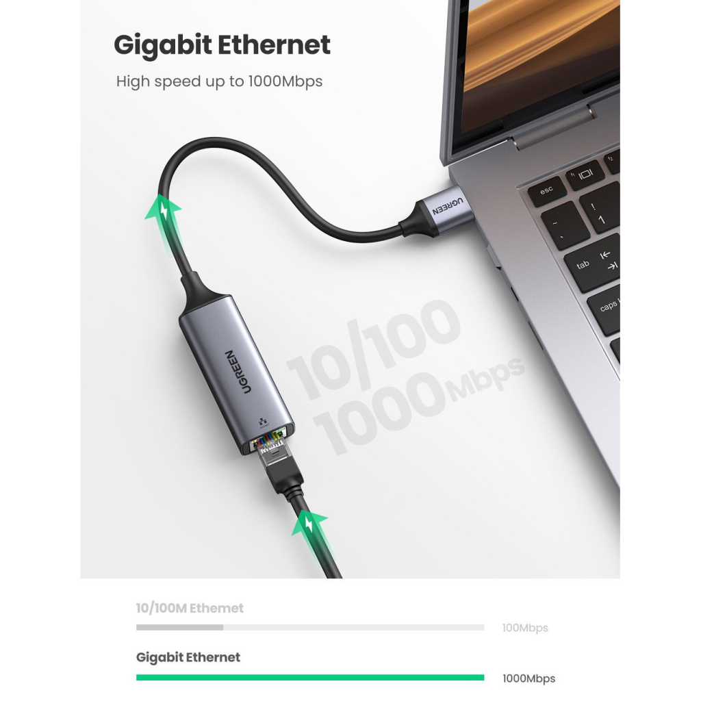 Перехідник USB 3.0 AM to RJ45 Ethernet 1000Mbps CM209 Ugreen (50922) - фото 5 Перехідник USB 3.0 AM to RJ45 Ethernet 1000Mbps CM209 Ugreen (50922) - фото 5