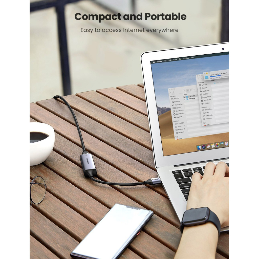 Перехідник USB 3.0 AM to RJ45 Ethernet 1000Mbps CM209 Ugreen (50922) - фото 6 Перехідник USB 3.0 AM to RJ45 Ethernet 1000Mbps CM209 Ugreen (50922) - фото 6