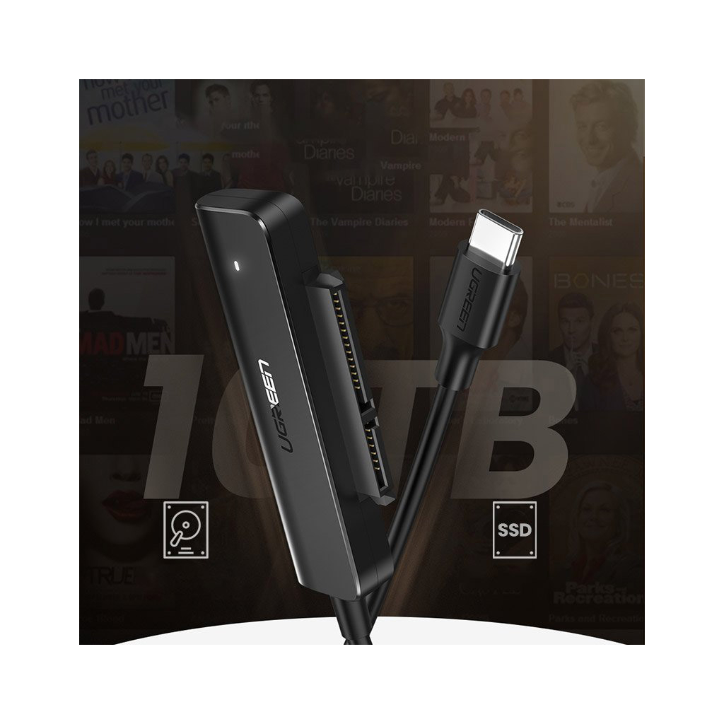 Перехідник USB 3.0 Type-C to SATA III (F) CM321 Ugreen (70610) - фото 2 Перехідник USB 3.0 Type-C to SATA III (F) CM321 Ugreen (70610) - фото 2