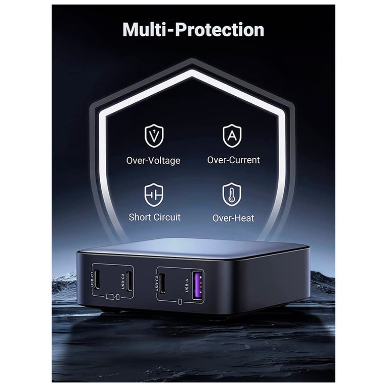 Зарядний пристрій Ugreen 4xUSB 100W (3xType-C+USB A QC3) GAN Charger Nexode Series Black CD328 (90928) - фото 3