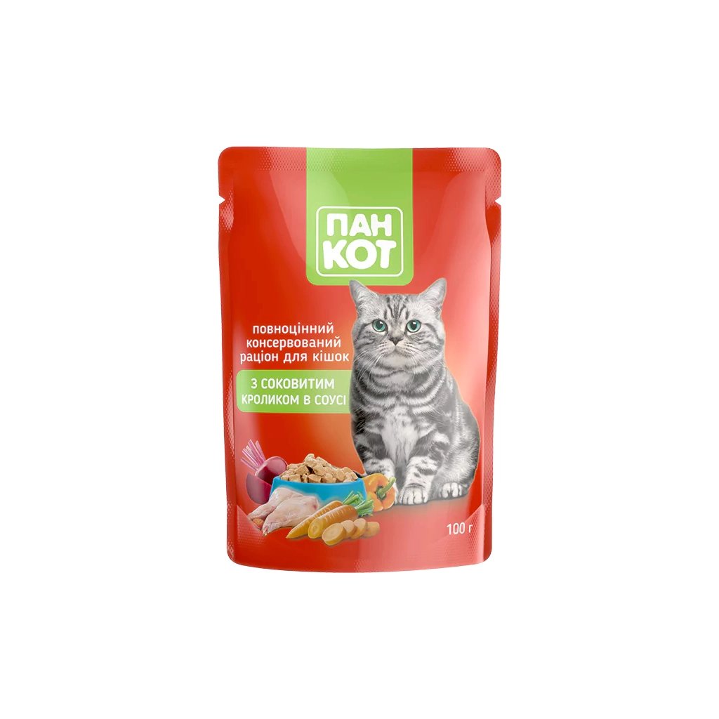 Вологий корм для кішок Пан Кот кролик у соусі 100 г (4820111141036) - фото 1