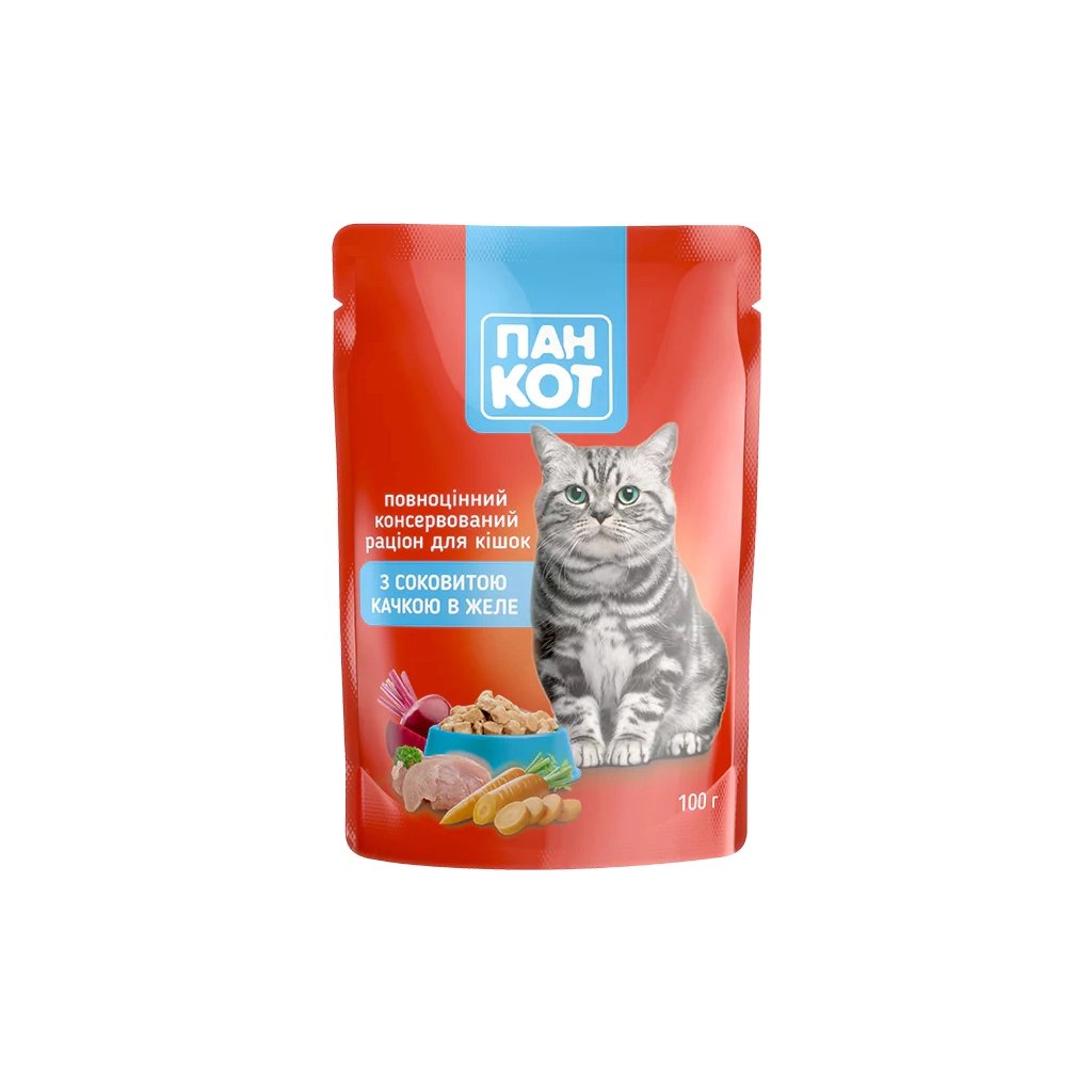 Вологий корм для кішок Пан Кот качка в желе 100 г (4820111140992) - фото 1