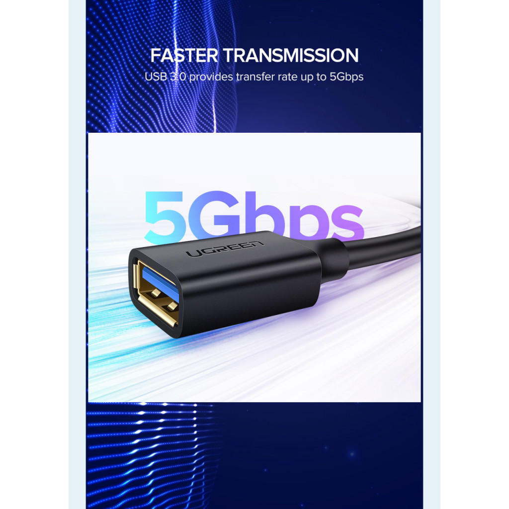 Дата кабель USB 3.0 AM/AF 2.0m US129 Black Ugreen (10373) - фото 8 Дата кабель USB 3.0 AM/AF 2.0m US129 Black Ugreen (10373) - фото 8