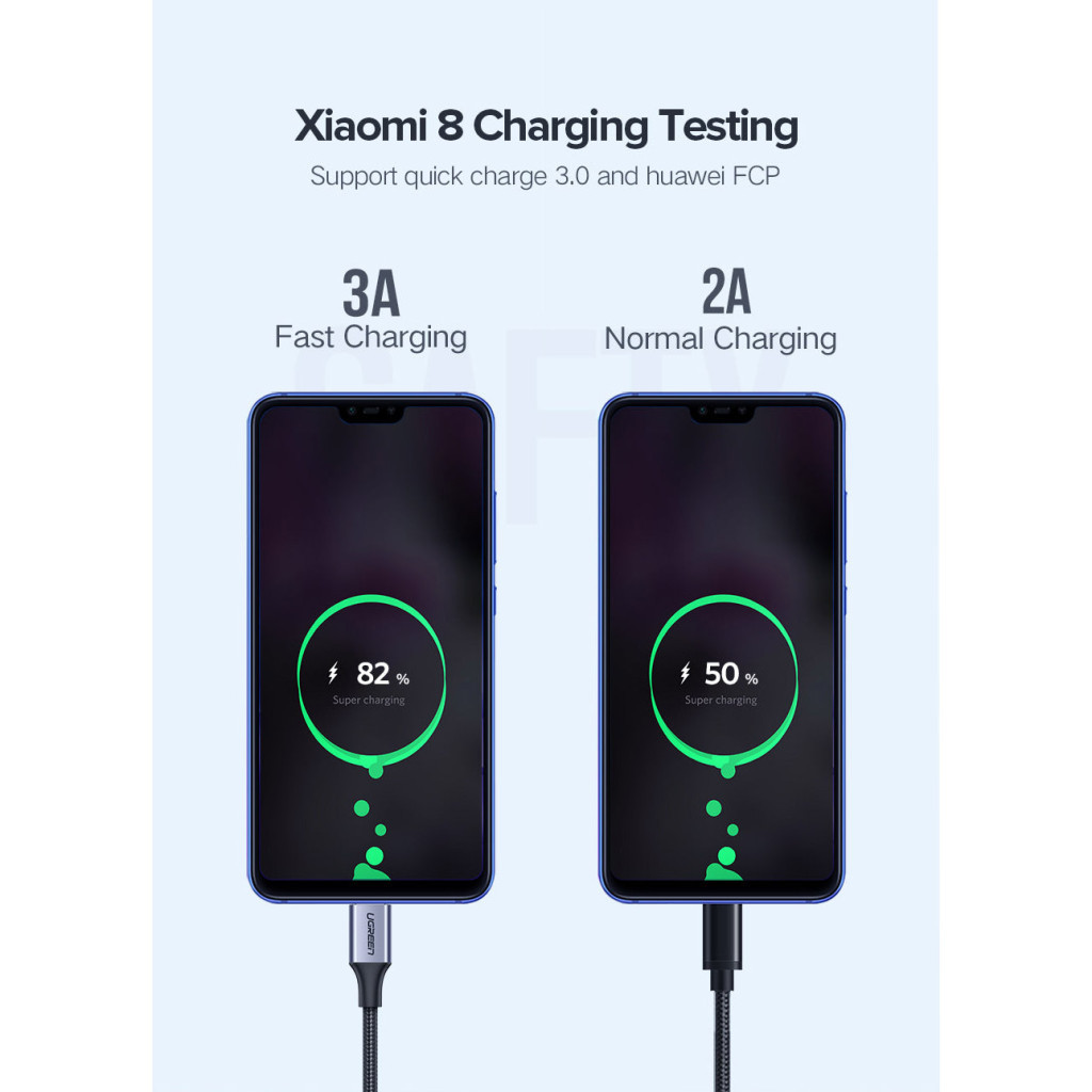 Дата кабель USB 2.0 AM to USB-C 3.0m 3.0A 18W US288 Space Gray Ugreen (60408) - фото 7 Дата кабель USB 2.0 AM to USB-C 3.0m 3.0A 18W US288 Space Gray Ugreen (60408) - фото 7