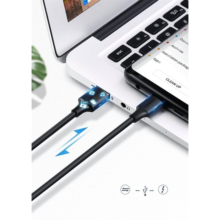 Дата кабель USB 2.0 AM to USB-C 3.0m 3.0A 18W US287 Black Ugreen (60826) - фото 5
