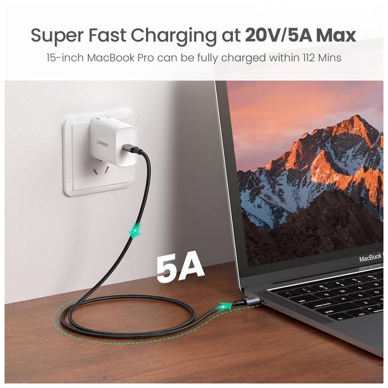 Дата кабель USB-C to USB-C 1.5m 100W US316 Space Gray Ugreen (70428) - фото 4