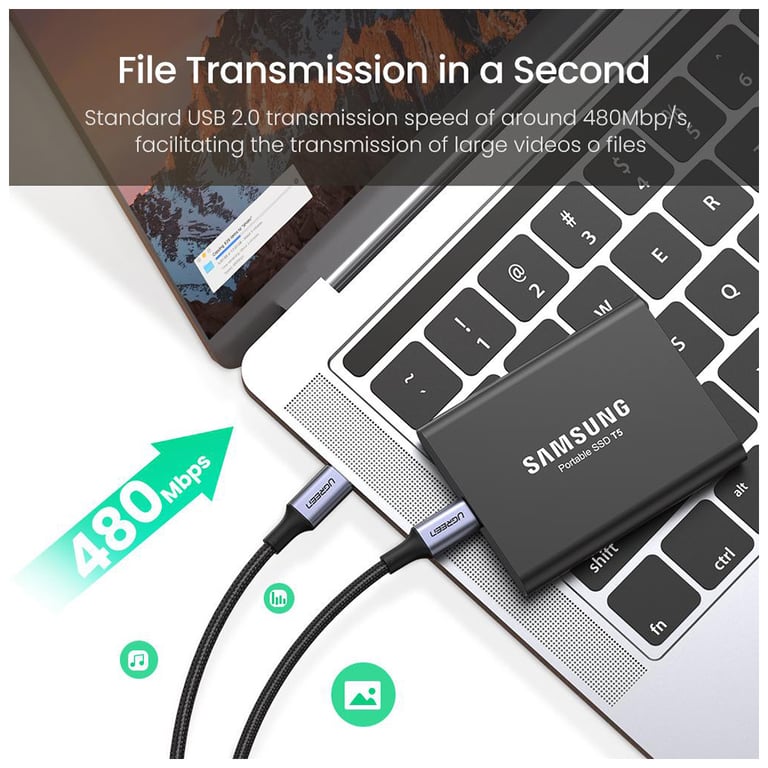 Дата кабель USB-C to USB-C 1.5m 100W US316 Space Gray Ugreen (70428) - фото 5