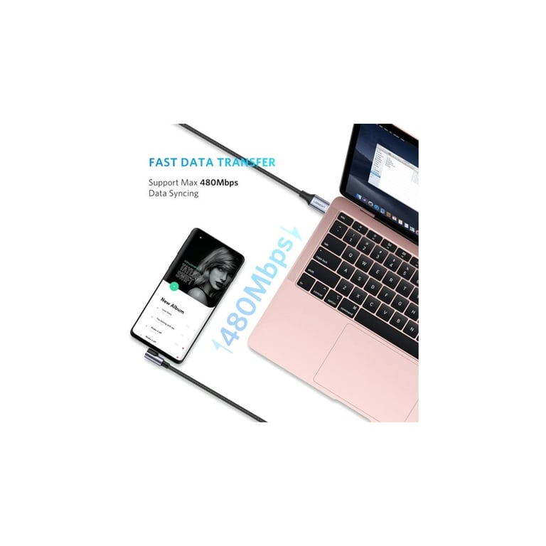 Дата кабель USB-C to USB-C 2.0m 60W US255 Black Gray Ugreen (50125) - фото 4