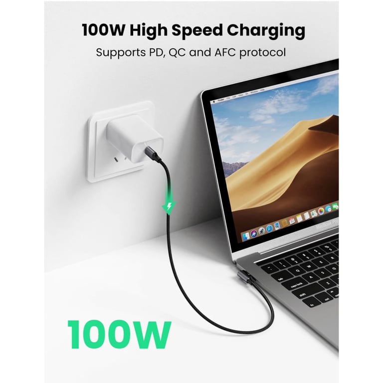 Дата кабель USB-C to USB-C 2.0m 100W US334 Black Ugreen (70645) - фото 4