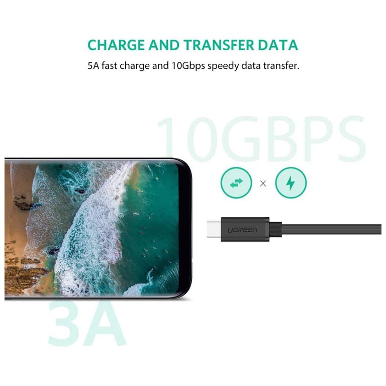 Дата кабель USB-C to USB-C 1.0m USB 3.1Gen2 100W US353 Black Ugreen (10387) - фото 6