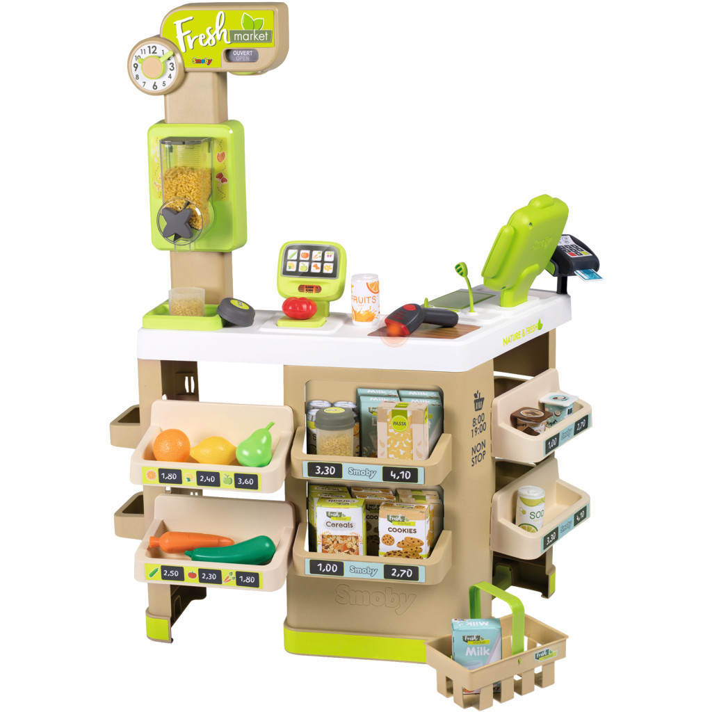 Ігровий набір Smoby Інтерактивний супермаркет Фреш з кошиком та сканером зі світловими та звуковими ефектами (350233) - фото 1
