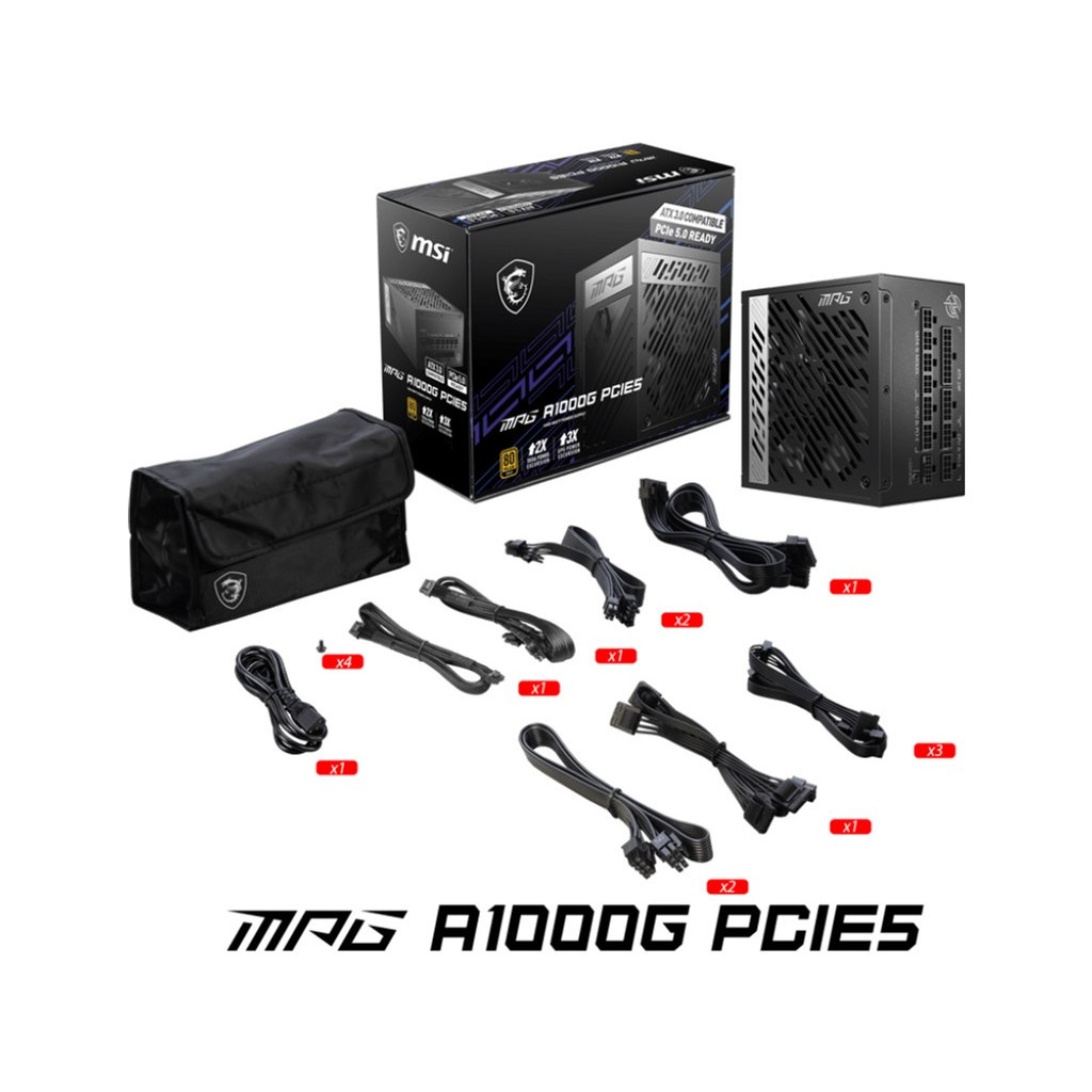 Блок живлення MSI 1000W (MPG A1000G PCIE5) - фото 6 Блок живлення MSI 1000W (MPG A1000G PCIE5) - фото 6