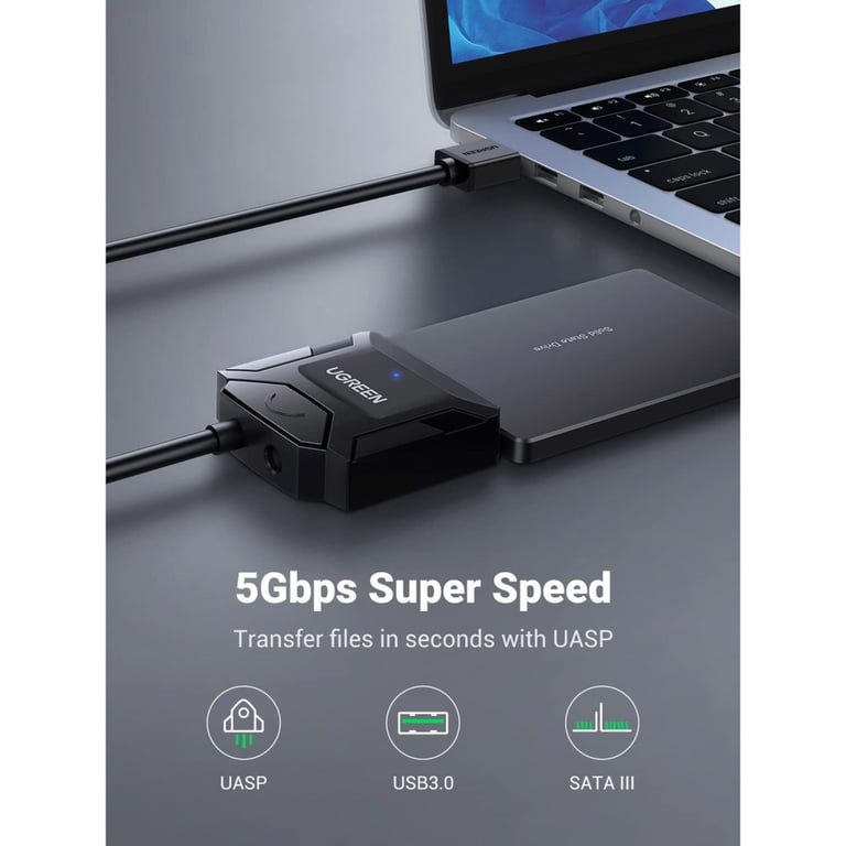 Перехідник USB 3.0 Type-А to SATA III (F) CR108 Ugreen (20611) - фото 3