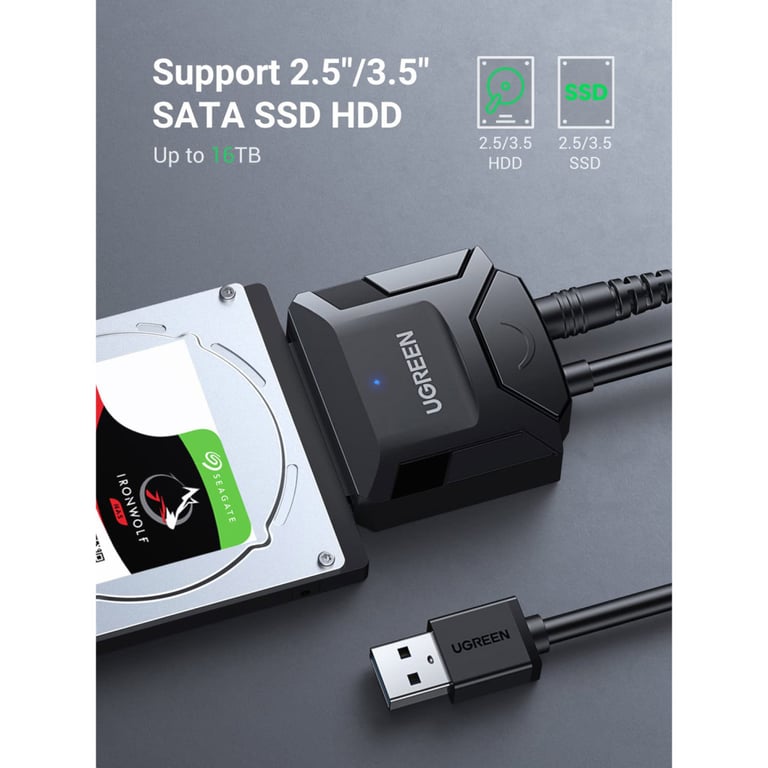 Перехідник USB 3.0 Type-А to SATA III (F) CR108 Ugreen (20611) - фото 4