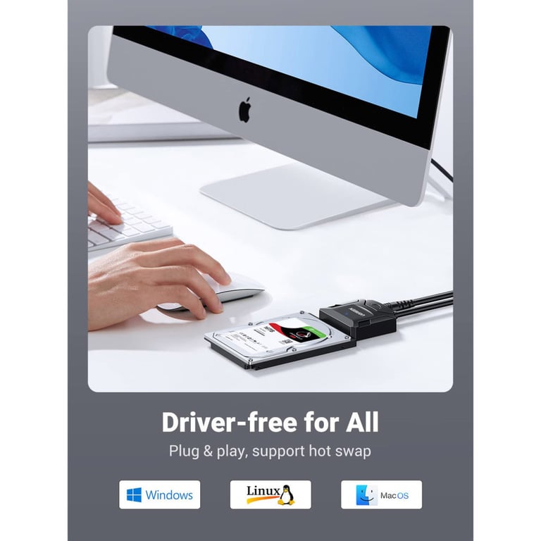 Перехідник USB 3.0 Type-А to SATA III (F) CR108 Ugreen (20611) - фото 5