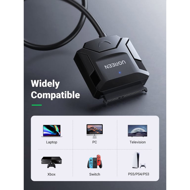 Перехідник USB 3.0 Type-А to SATA III (F) CR108 Ugreen (20611) - фото 7