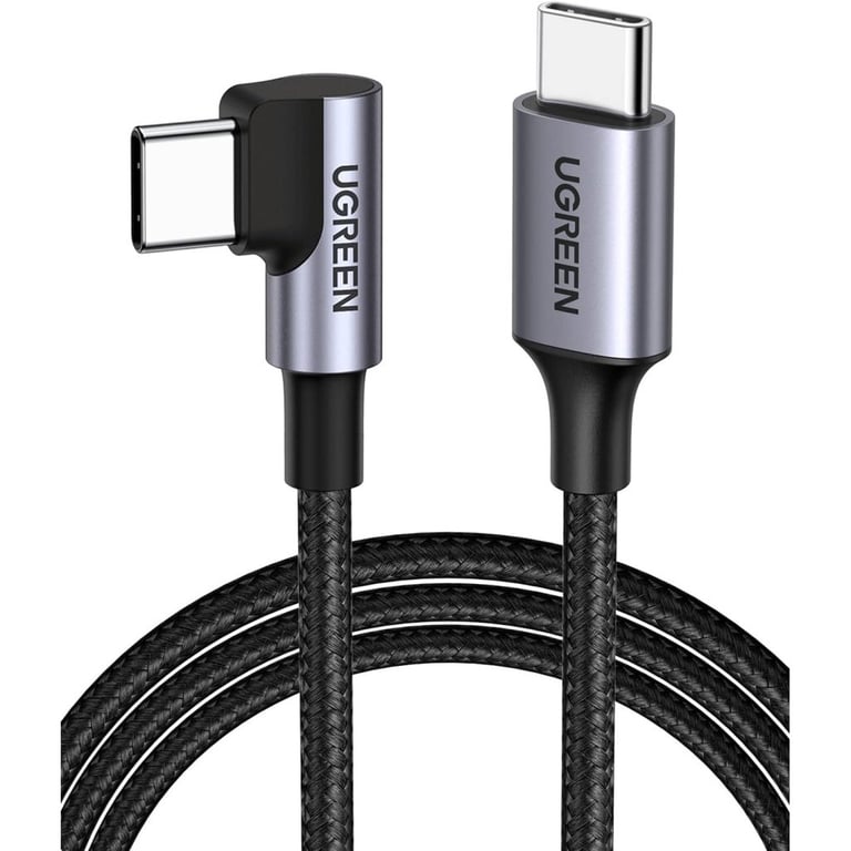 Дата кабель USB-C to USB-C 3.0m 60W US255 90-degree Angle Black Ugreen (80714) - фото 1