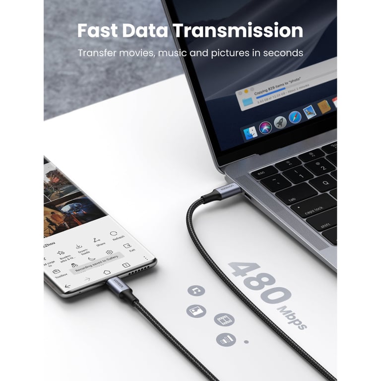 Дата кабель USB-C to USB-C 3.0m 5A 100W US316 Black UGREEN (90120) - фото 3