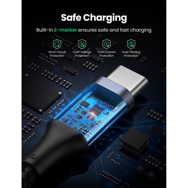 Дата кабель USB-C to USB-C 3.0m 5A 100W US316 Black UGREEN (90120) - фото 5
