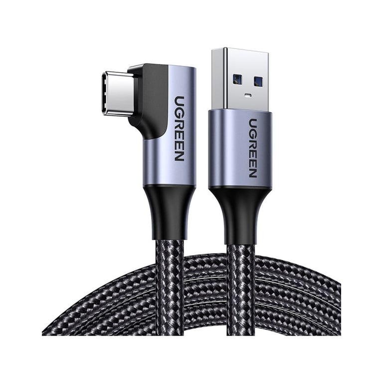 Дата кабель USB 3.0 AM to USB-C 1.0m 60W US385 90° Black Ugreen (20299) - фото 1