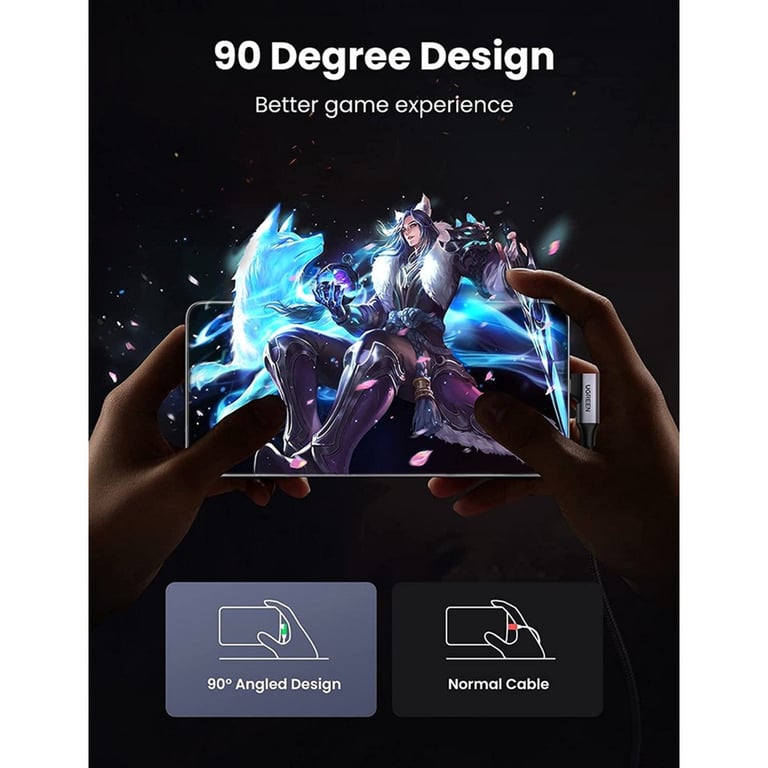 Дата кабель USB 3.0 AM to USB-C 1.0m 60W US385 90° Black Ugreen (20299) - фото 4