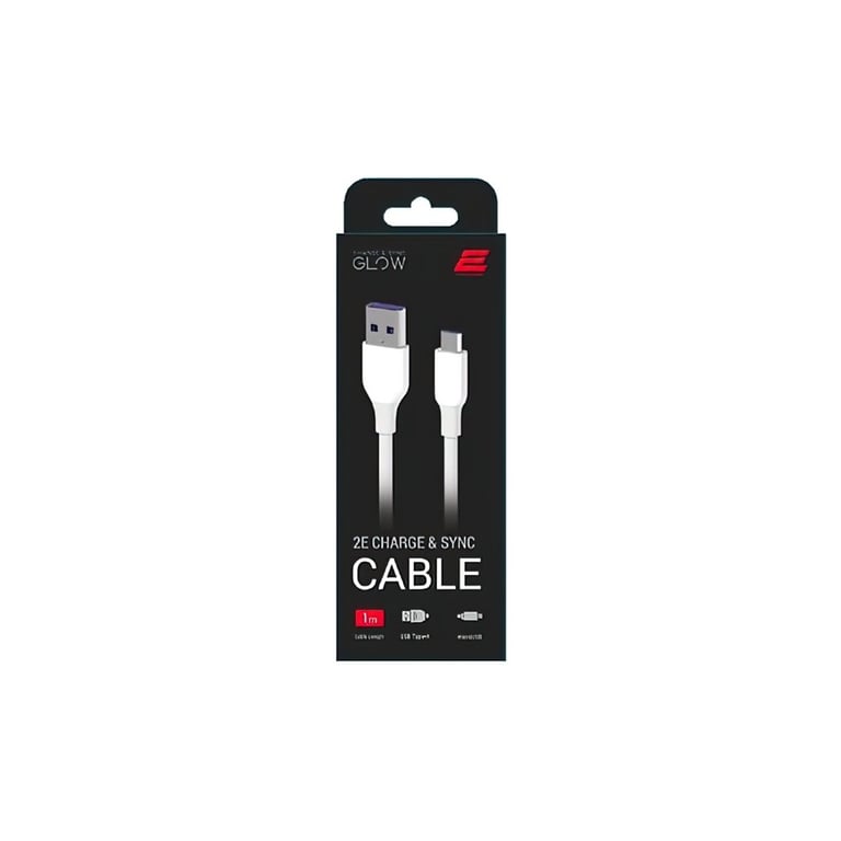 Дата кабель USB 2.0 AM to Micro 5P 1.0m Glow white 2E (2E-CCAM-WH_) - фото 2