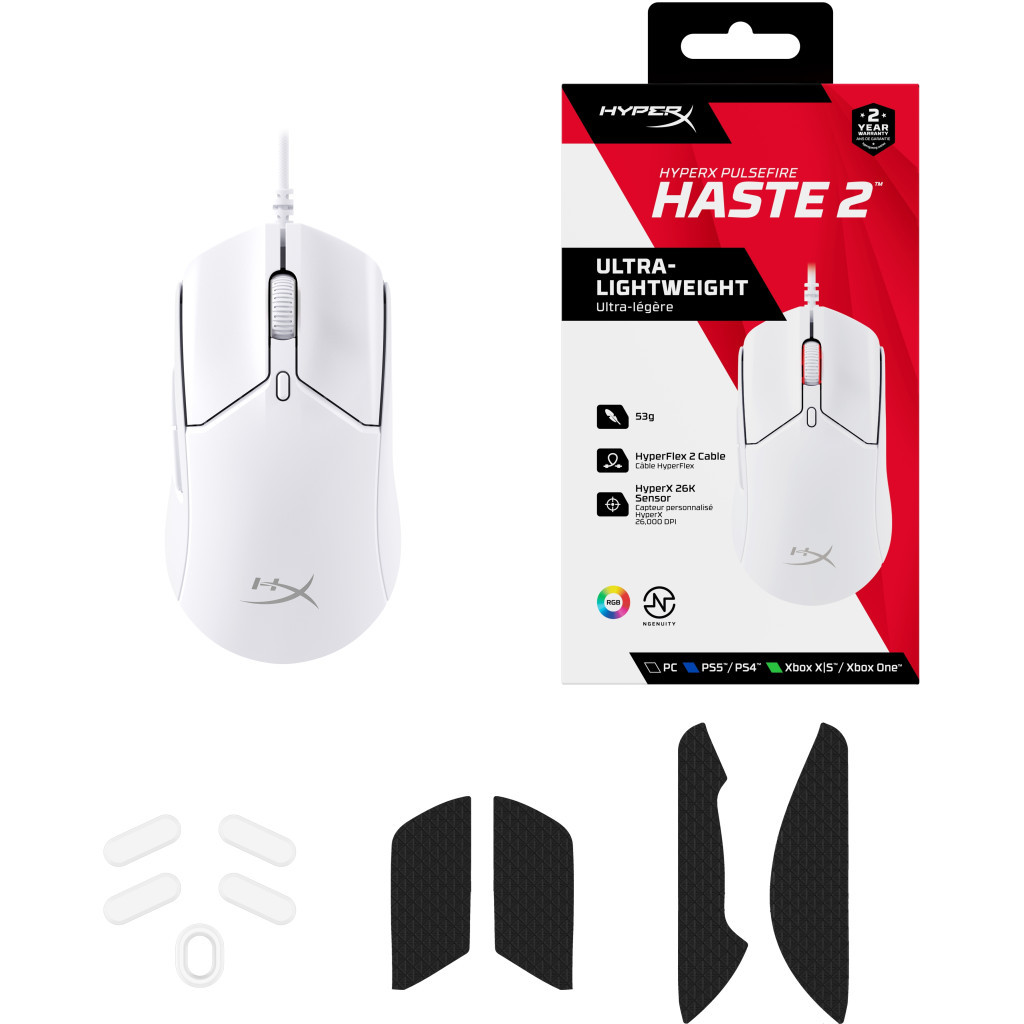 Мишка HyperX Pulsefire Haste 2 USB White (6N0A8AA) - фото 9 Мишка HyperX Pulsefire Haste 2 USB White (6N0A8AA) - фото 9