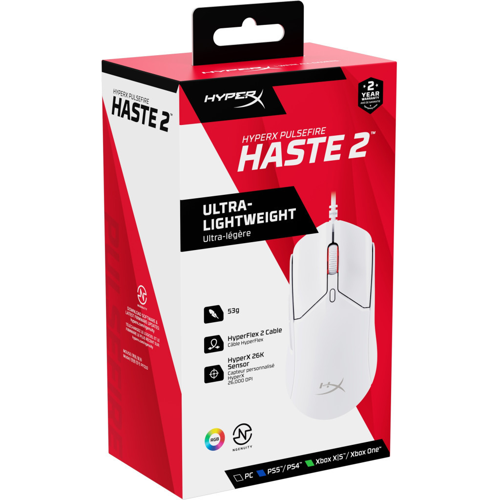 Мишка HyperX Pulsefire Haste 2 USB White (6N0A8AA) - фото 10 Мишка HyperX Pulsefire Haste 2 USB White (6N0A8AA) - фото 10