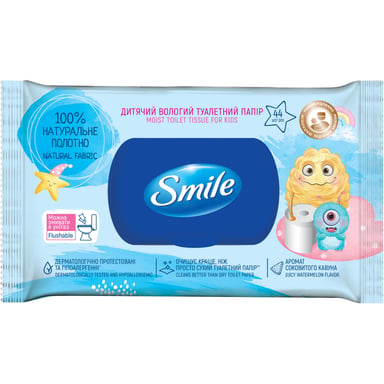 Туалетний папір Smile Вологий Дитячий 44 шт. (4823071657005) - фото 1