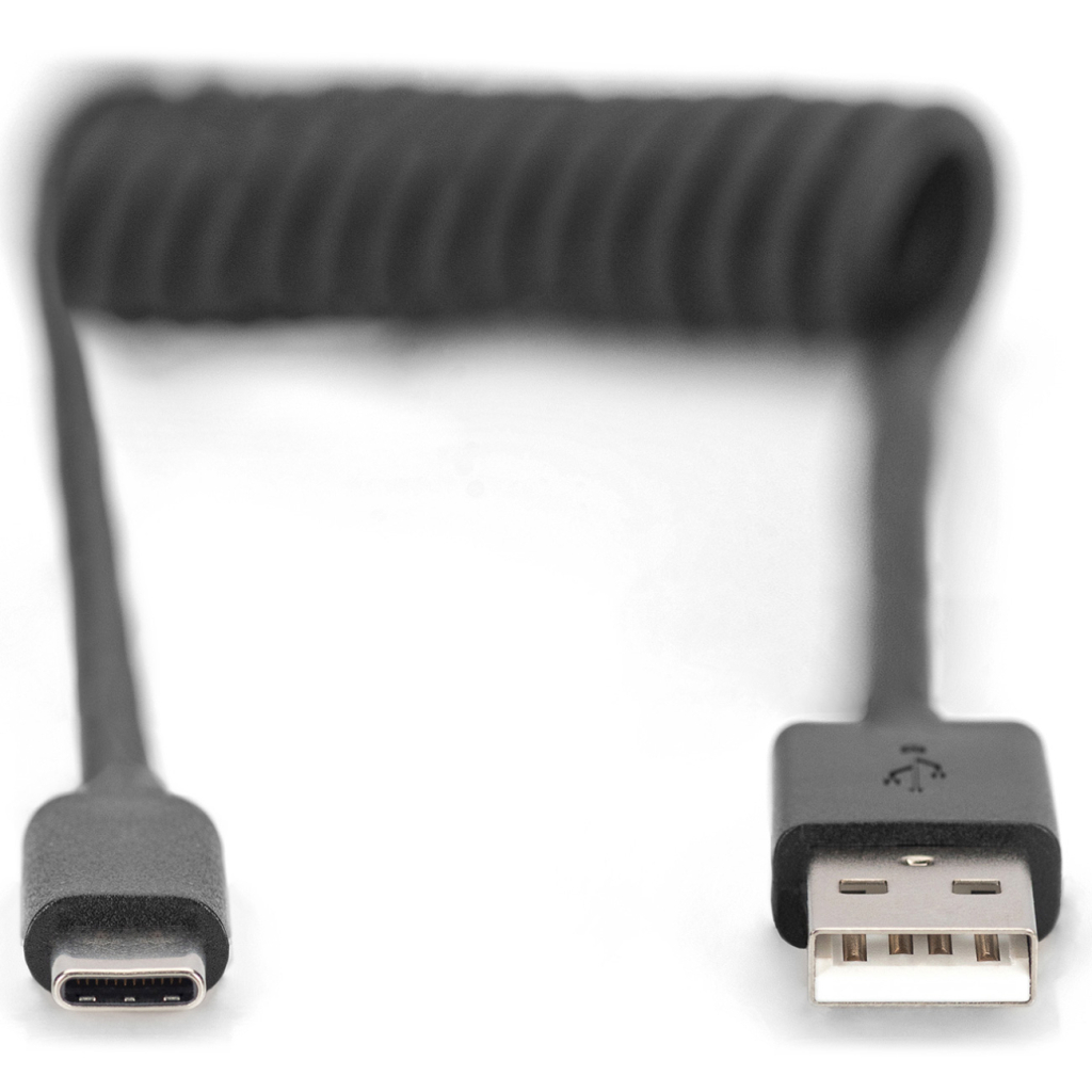 Дата кабель USB 2.0 AM to USB-C 1.0m (0.32m) spiral black Digitus (AK-300430-006-S) - фото 2 Дата кабель USB 2.0 AM to USB-C 1.0m (0.32m) spiral black Digitus (AK-300430-006-S) - фото 2